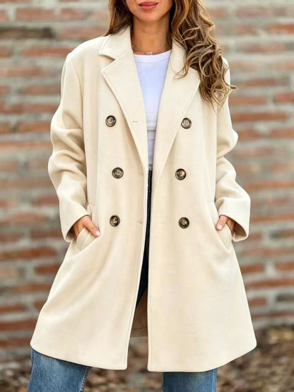Notch-lapel Double-breasted Wool Coat