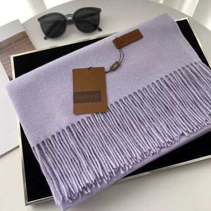 Womens Thickened Fashionable Solid-Color Tassel Scarf