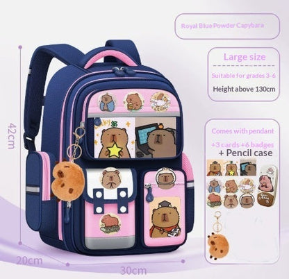 Capybara Backpack For Primary School Students Lightweight School Backpack
