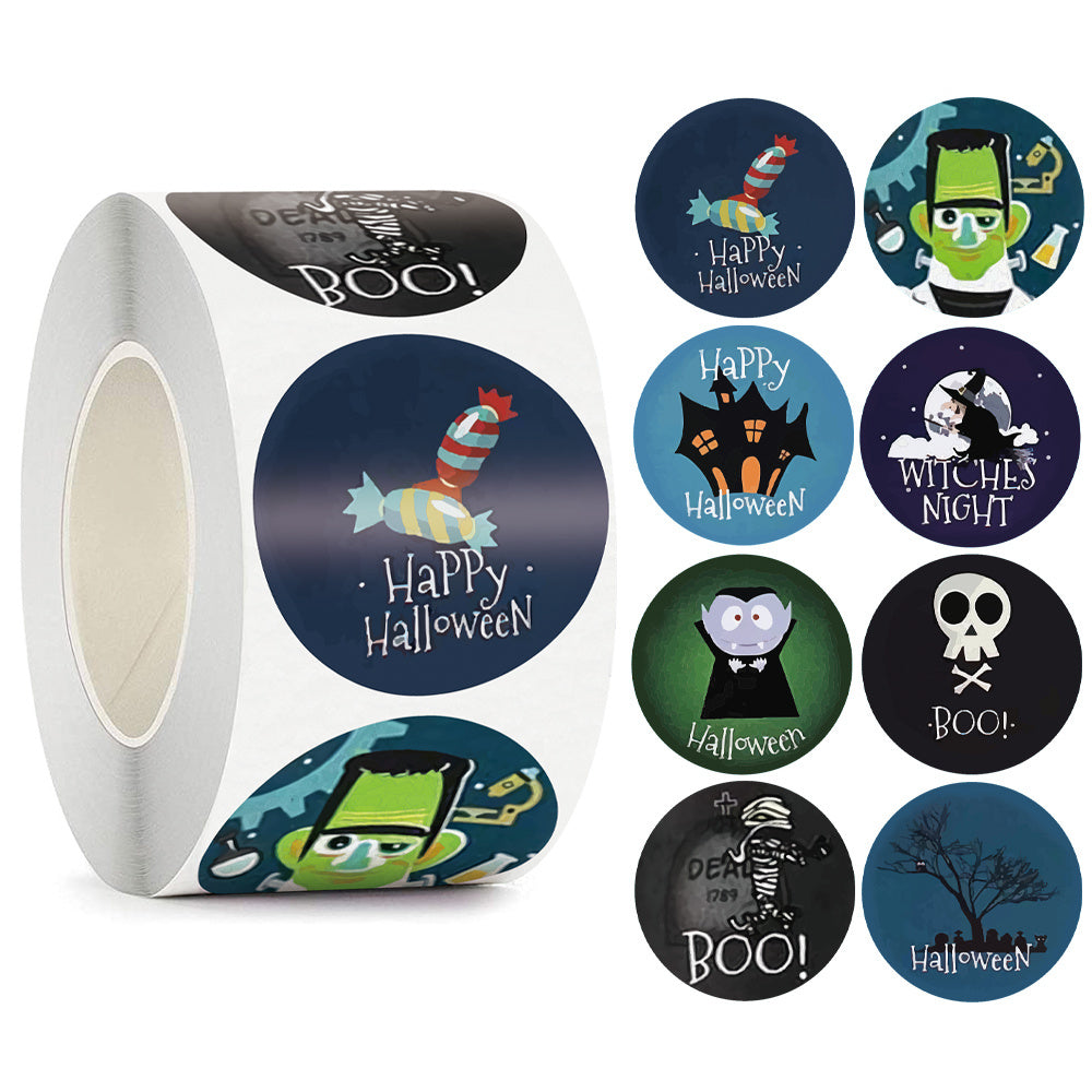 500 Rolls Happy Halloween Children's Toy Animals Thanks Decoration Sticker Label