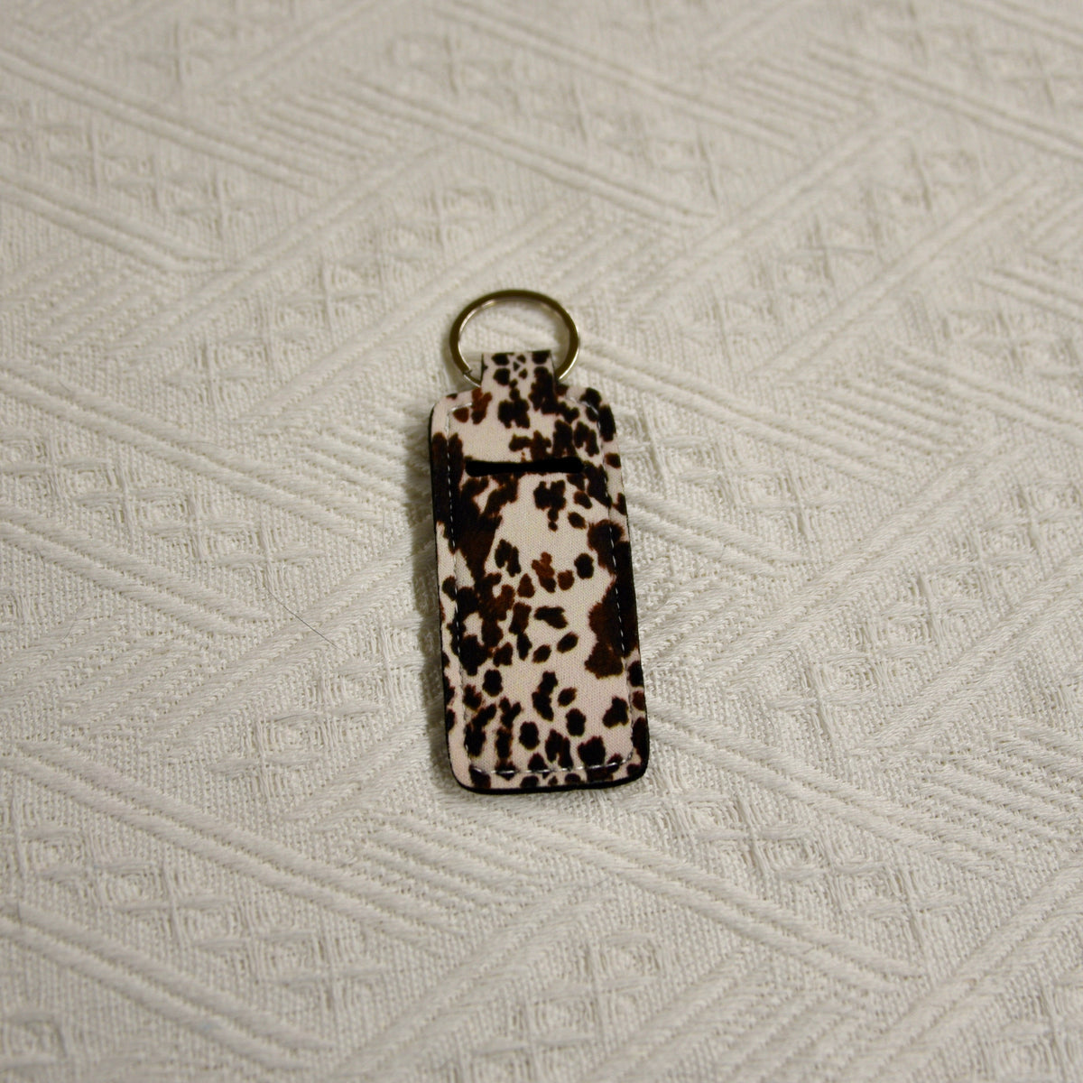 Chapstick Holder Keychain – Cow Print, Camo Pink Bow, Cowboy Toile, Barn Toile, croquette, duck, moon