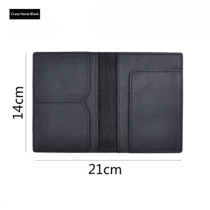First-layer Cowhide Vintage Handmade Passport Holder Document Organizer Protective Case