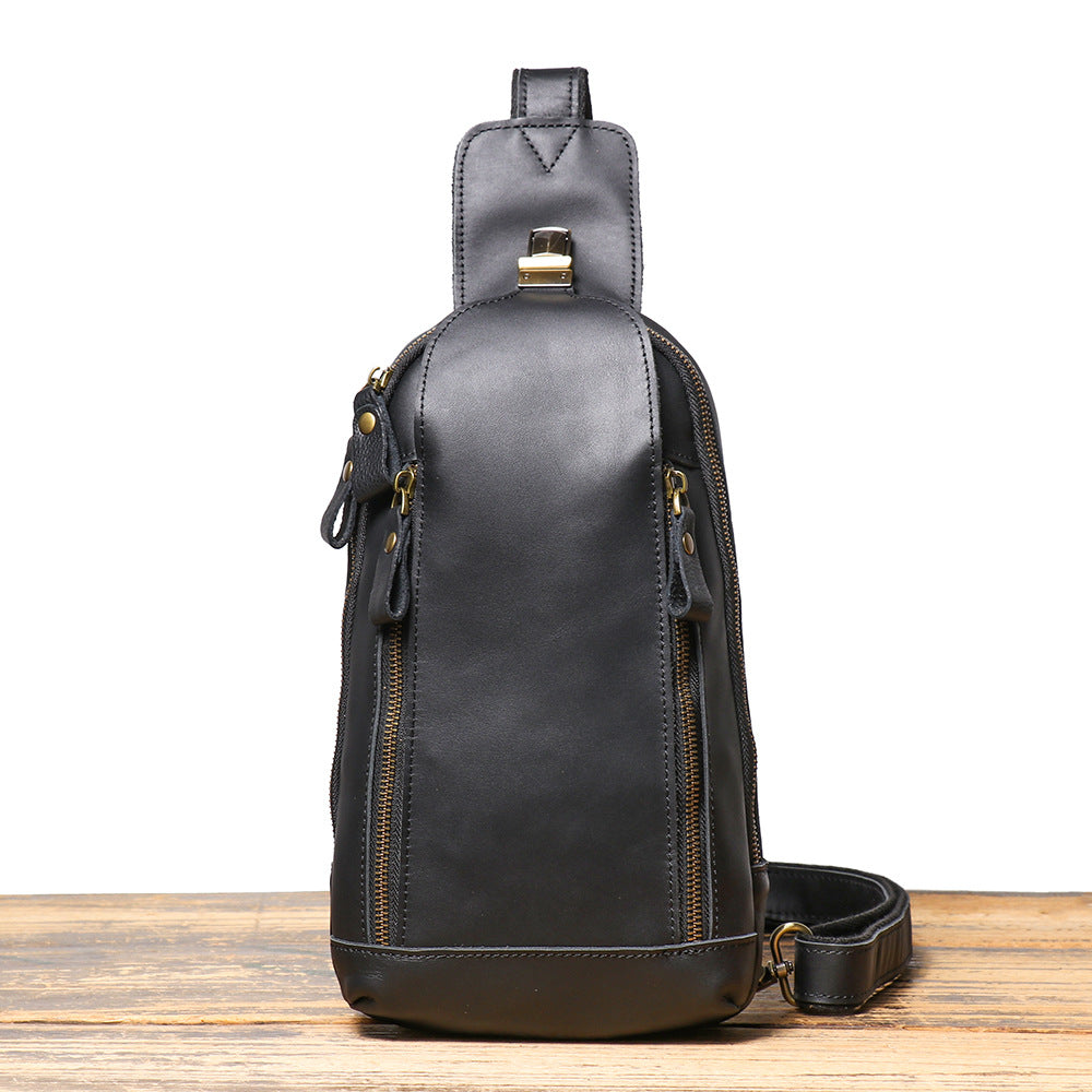 Men's Crazy Horse Leather Sports Crossbody Bag