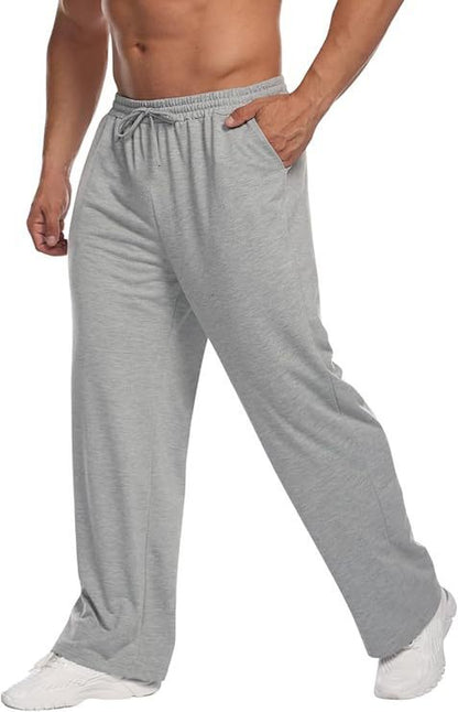Mens Solid-Color Drawstring Straight-Leg Sweatpants