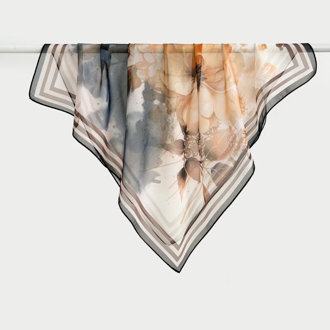 Versatile Printed Thin Square Scarf