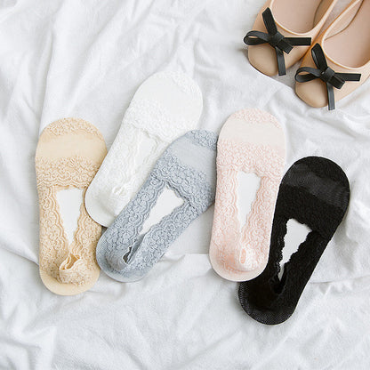 Womens Thin Lace Invisible Sweat-absorbing Socks
