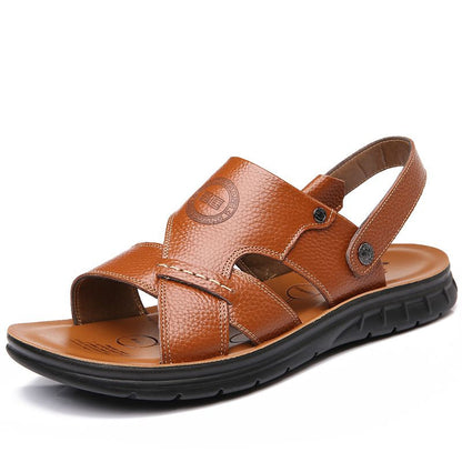Mens Beach Shoes Genuine Leather Mens Sandals, New-style Casual Non-slip Slippers