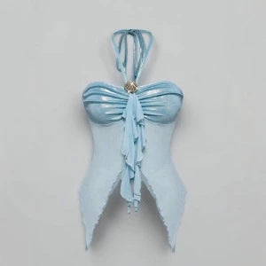 Sexy Asymmetrical Ribbon-strapped Camisole