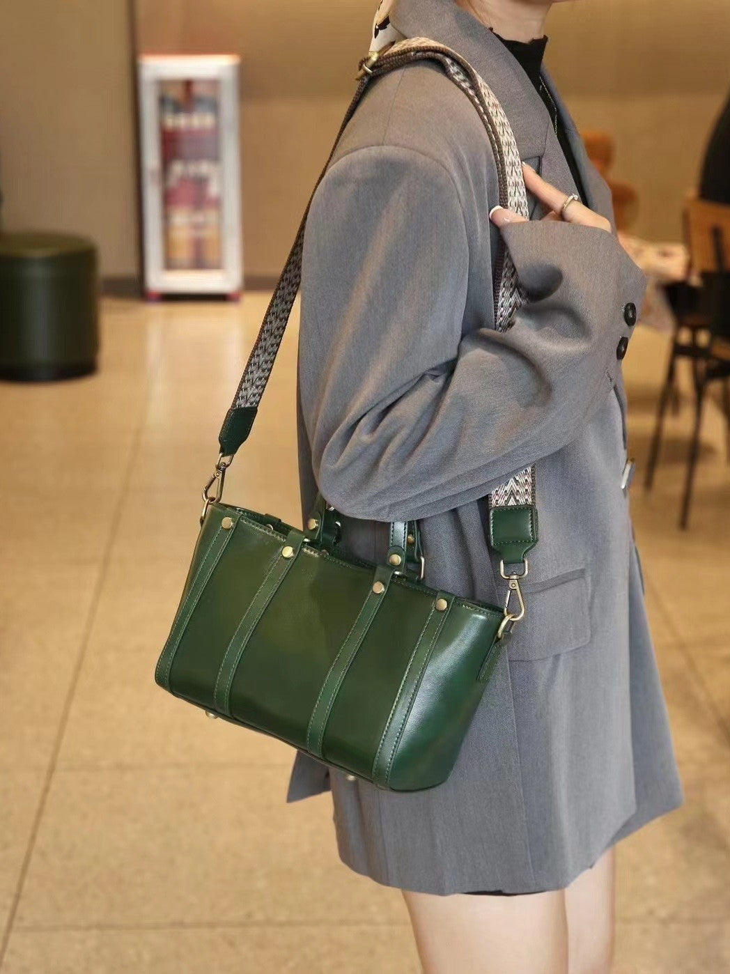 Baidie Leather Women's Bags Cross-Border Customizable New Handbag First Layer Cowhide Large Capacity Shoulder Messenger Tote Bag