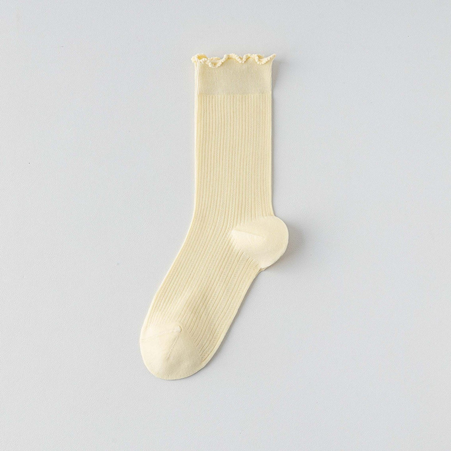 Womens Socks Solid Color Mid-calf Length Summer Thin Style Pure Cotton