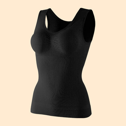 Foreign Trade Seamless Double-layer Body Shaping Vest Long Abdominal Shaping Waist Sports Base Vest Pure Cotton With Chest Pad For Women