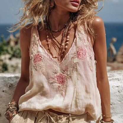 Casual Bohemian Resort-style 3D-printed Loose-fit Sleeveless U-neck Womens Vest For Export