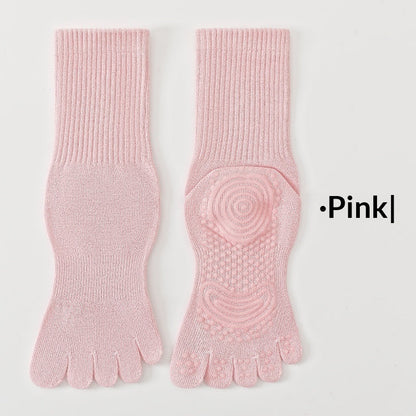 SpringSummer Yoga Socks Five-Toe Mid-Calf, Non-Slip