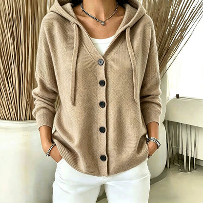 Womens European And American-style Autumnwinter New Hooded Knit Cardigan