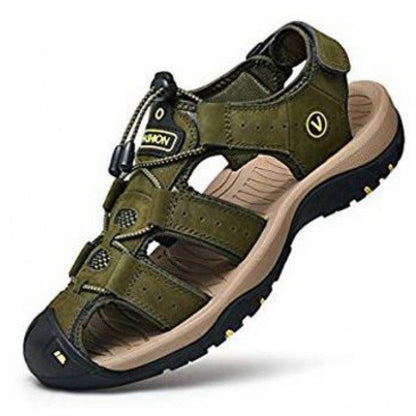 Summer Sandals Men's Large Size Baotou Casual Beach Shoes Genuine Leather Men's Outdoor Sports River Sandals And Slippers Trendy