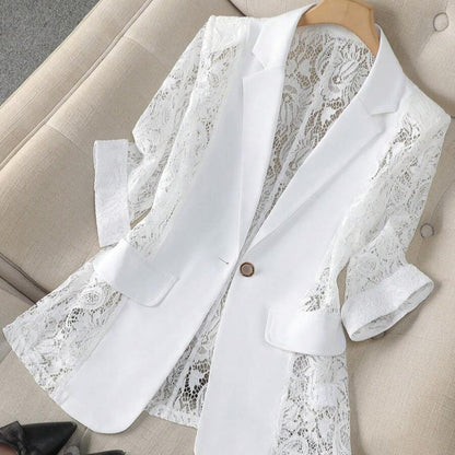 Fashionable Lace-Panel Blazer For Women