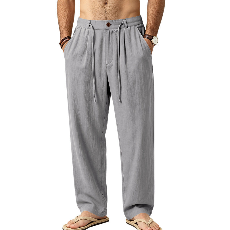 Loose-fit Mens Casual Straight-leg Trousers