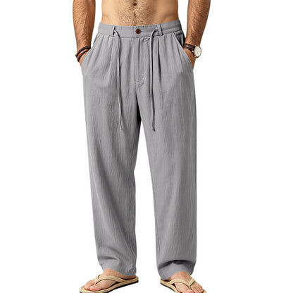 Loose-fit Mens Casual Straight-leg Trousers