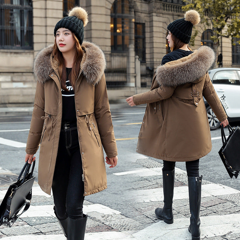 Womens Mid-length Padded Winter Parka Coat