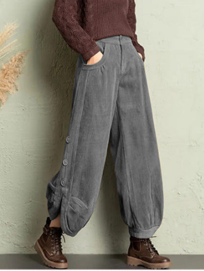 AutumnWinter Corduroy Wide-Leg Pants For Women