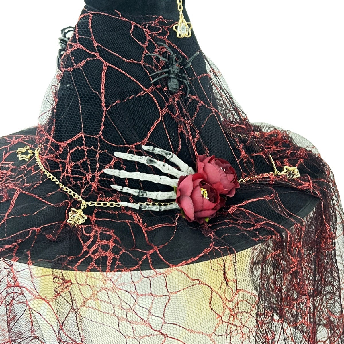 Halloween Witch Hat Vintage Lace Veil Cap