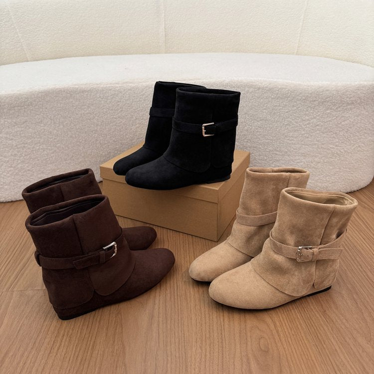 Retro Suede Western Cowboy Boots, Ankle Boots, Korean Style