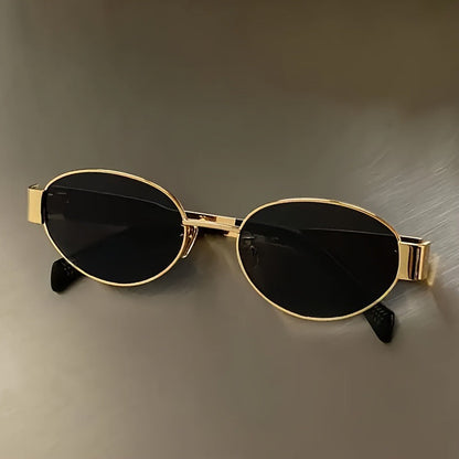 Vintage Oval Metal Sunglasses For Women