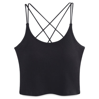 Summer New Sexy Sizzling heat Cross back Sheer strapped Back beauty Camisole