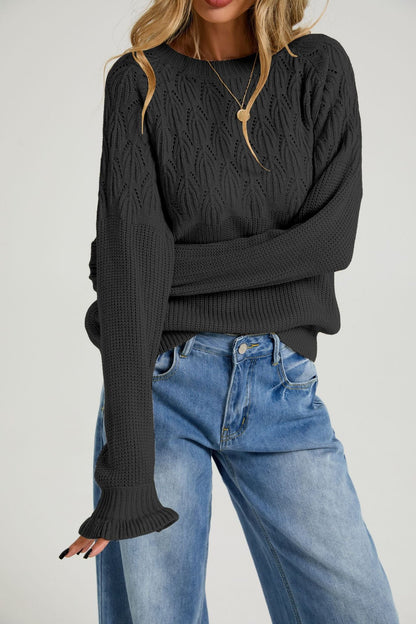 Womens Versatile Fashionable Crew-neck Sweater