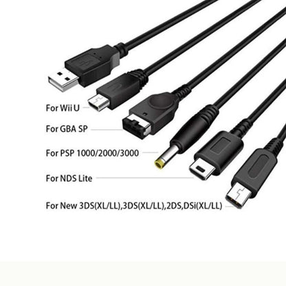 For Wii U NEW 3DSXLNEW 3DSNDS LITE SPPSP 5-in-1 Charging Cable