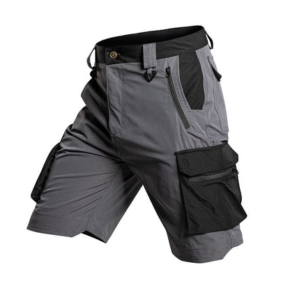 Summer Thin Slightly Elastic Five-Point Pants Outdoor Waterproof Tactical Pants Multi-Pocket Color-Blocking Work Shorts