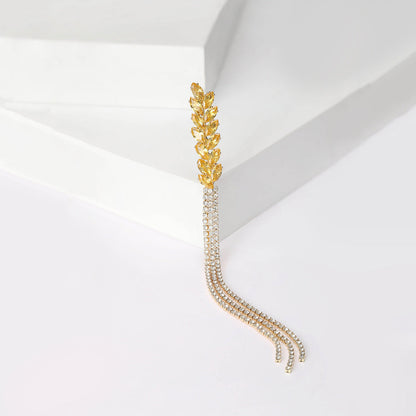 European And American Rhinestone Wheat Chain Brooch