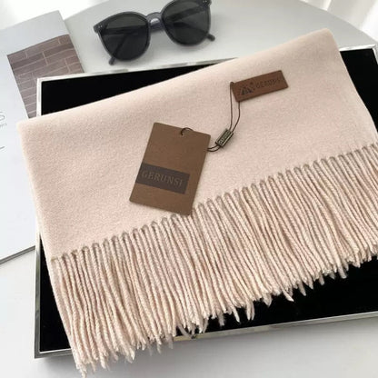 Womens Thickened Fashionable Solid-Color Tassel Scarf
