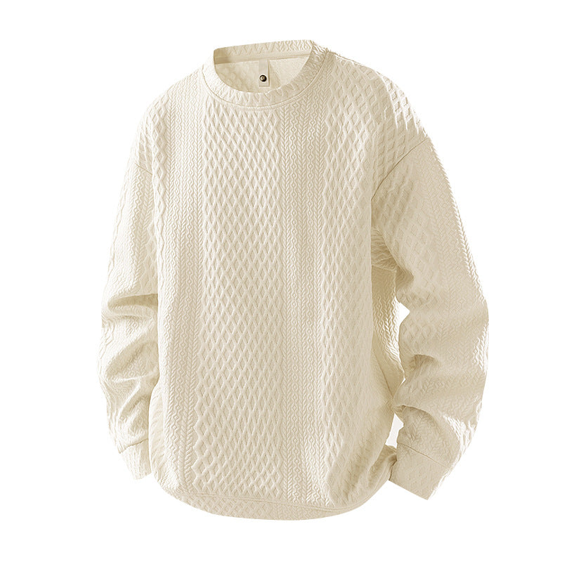 Mens Loose-Fit Casual Crew-Neck Pullover Bottoming Shirt