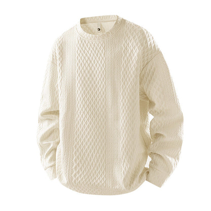 Mens Loose-Fit Casual Crew-Neck Pullover Bottoming Shirt