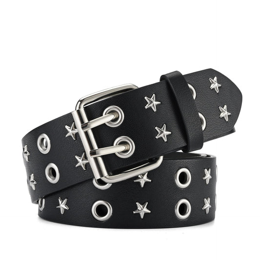 Punk Double Row Pin Buckle Denim Men's Belt
