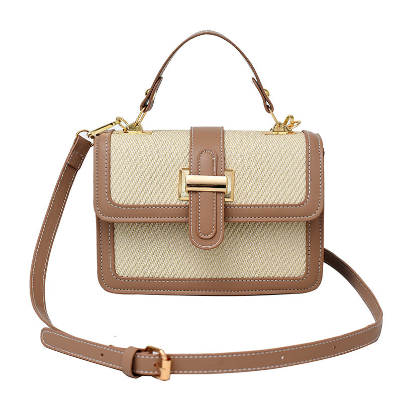High-end Textured Contrast-color Small Versatile Crossbody Fashionable Petite Tote Bag