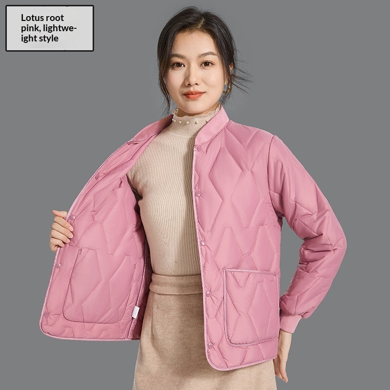 Womens Winter Warm Long-Sleeve Cotton-Lined Loungewear Unisex Cotton-Padded Jacket