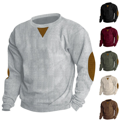 Crew-neck Corduroy Long-sleeve Sweatshirt For Men