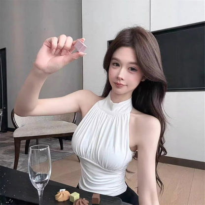 Womens Fashionable And Sexy Halter-Neck Slim-Fit Top
