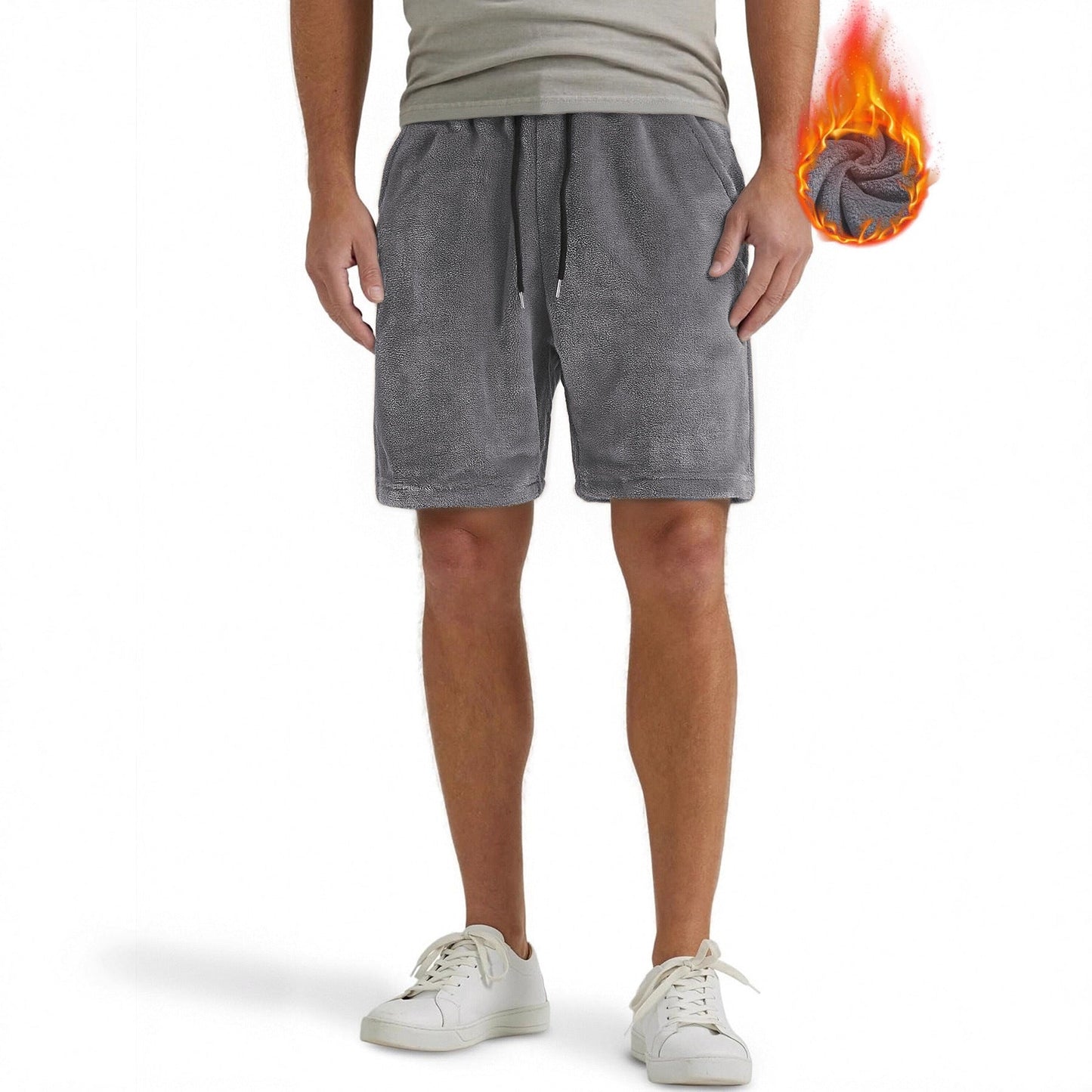 Mens SpringAutumn Coral-Fleece Sports-Style Casual Plus-Size Shorts