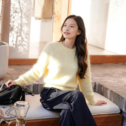 Womens Casual, Loose-fitting, Versatile Solid-color Sweater