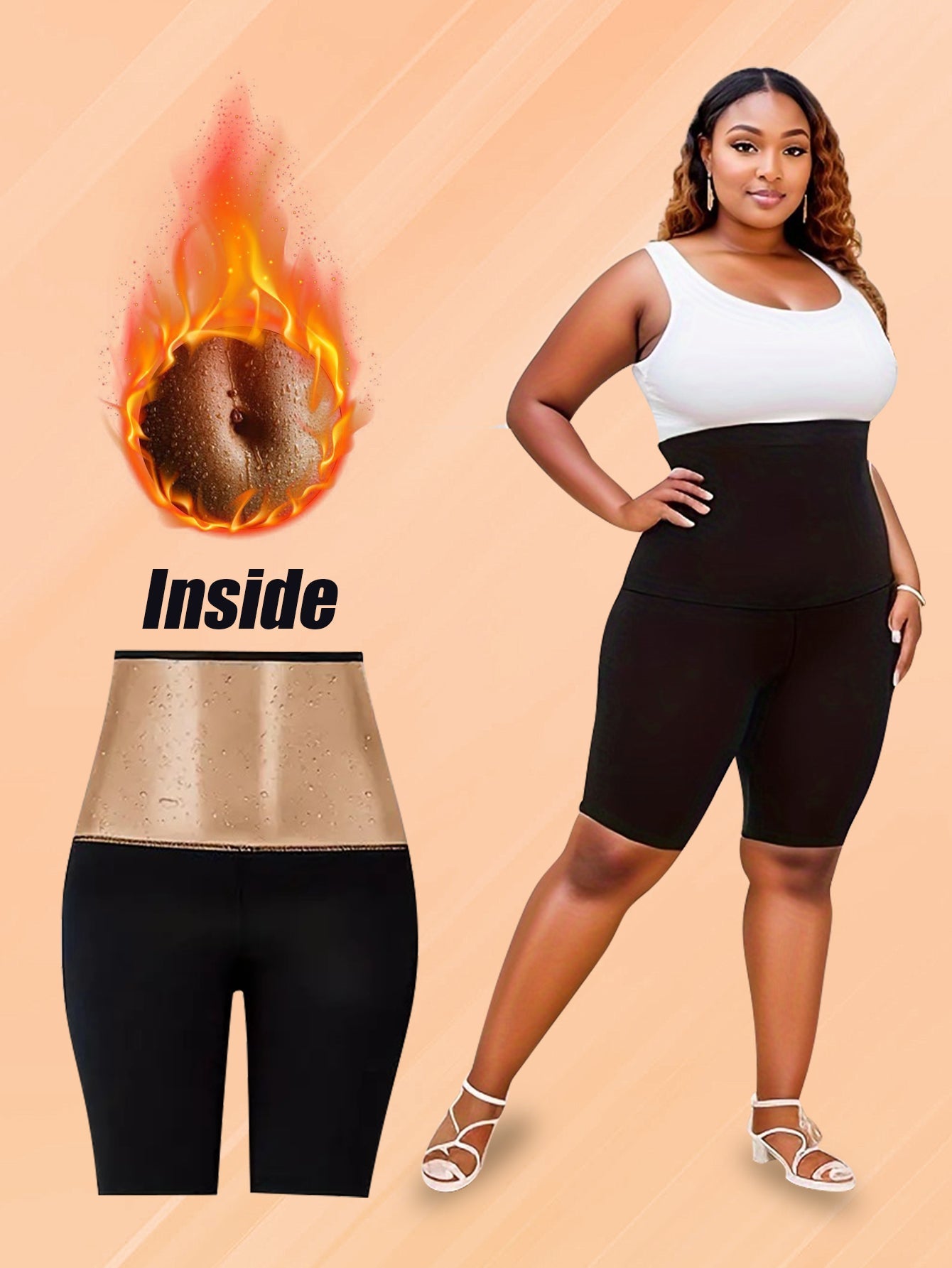 Plus Size Women Sauna Sweat Shorts High Waist Thermo Waist Trainer Slimming Compression Workout Body Shaper