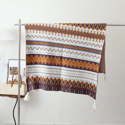 Ethnic-style Knitted Tassel Shawl