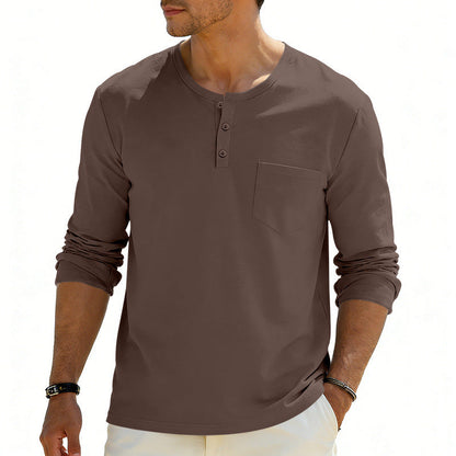 American-Style Retro Autumn Mens Loose-Fit Long-Sleeve Top With Pockets
