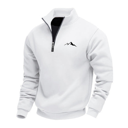 Mid-length Loose-fit Zip-up Casual Hoodie With A Stand-up Collar And Hood
