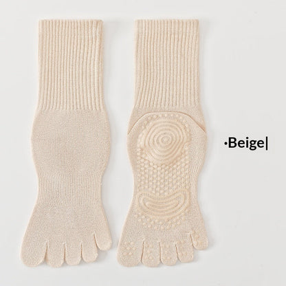 SpringSummer Yoga Socks Five-Toe Mid-Calf, Non-Slip