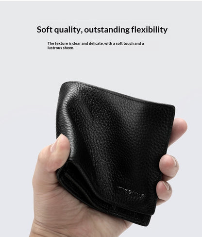 Mens Large-capacity Multi-card Short Leather Wallet