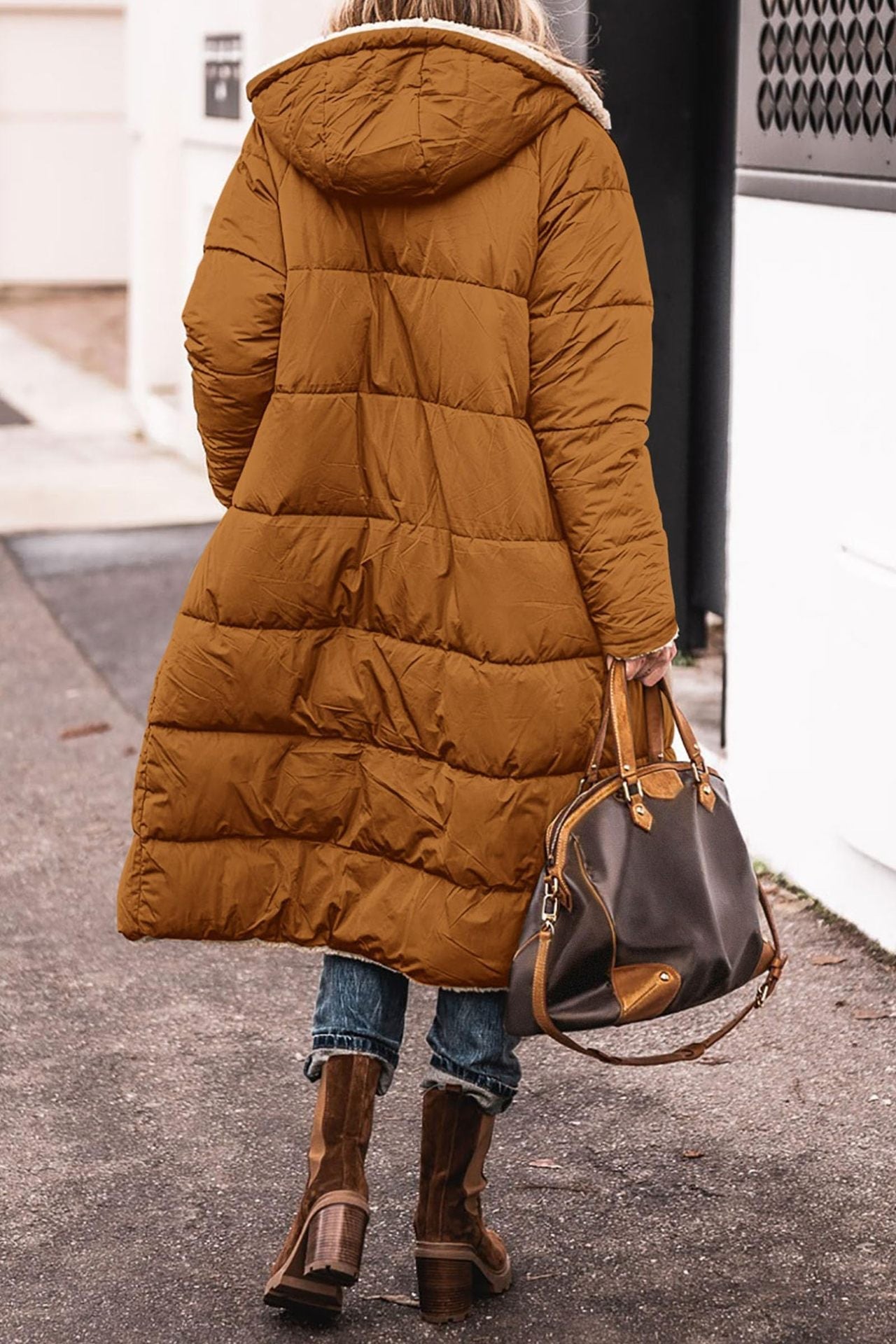 Long-sleeve Thermal Cardigan Hooded Cotton-padded Coat Mid-length