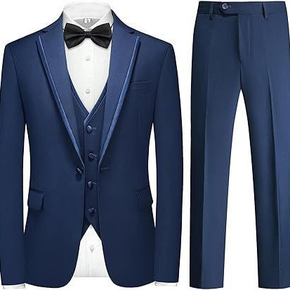 Men's Suit Set Green Fruit Collar Stage Suit Dress Host Performance Bridegroom Best Man Three-piece Suit